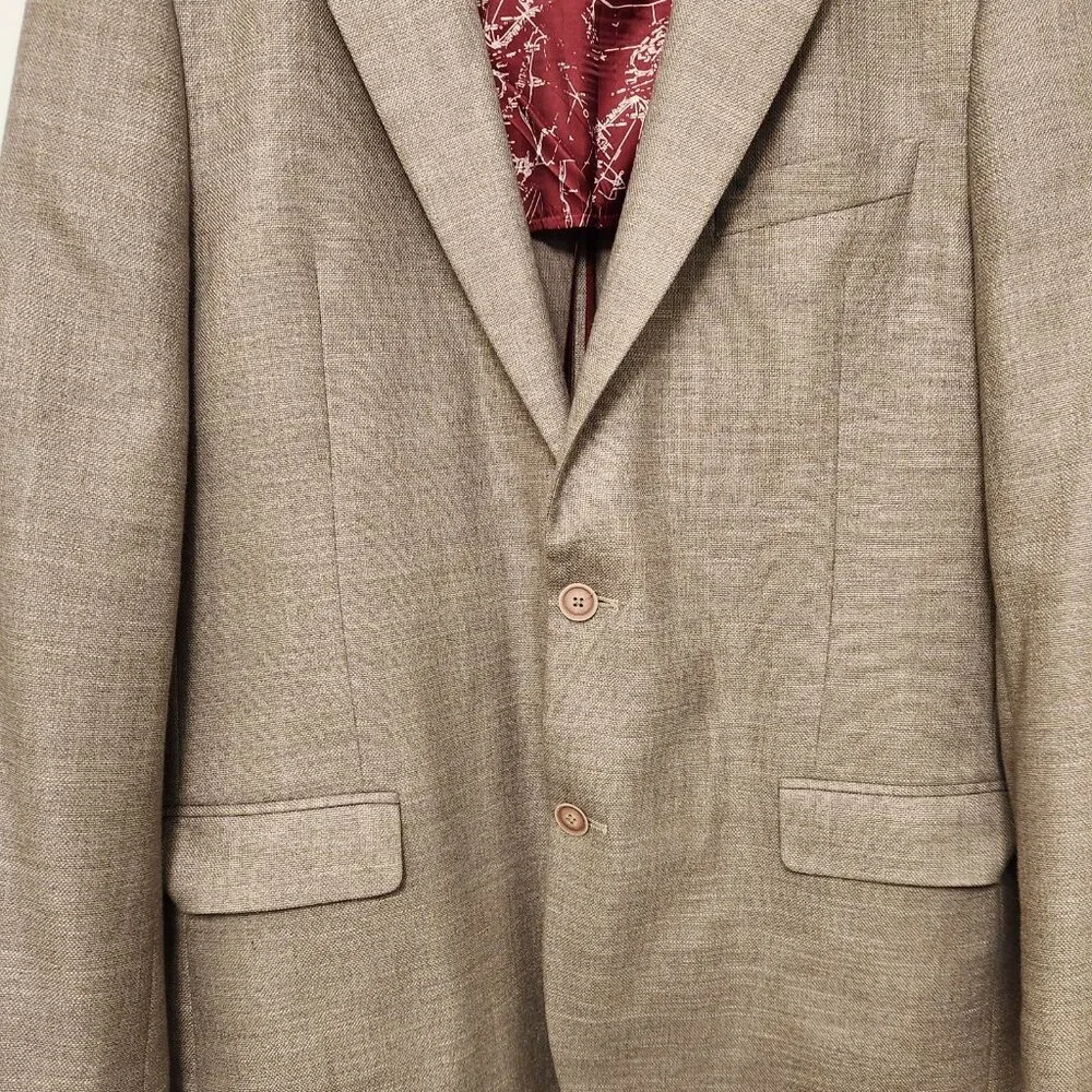 Mens Nautica Suit‎ Jacket Blazer Beach Sand Tan 2 Button 42L Single Breasted